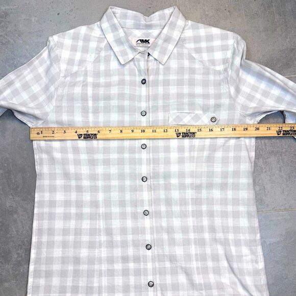 Mountain Khakis White/Tan Plaid Button Down Shirt - women's Large - Picture 3 of 8